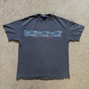 vintage y2k 2000s sideout surfwear hawaii tribal floral gray blue tshirt XL